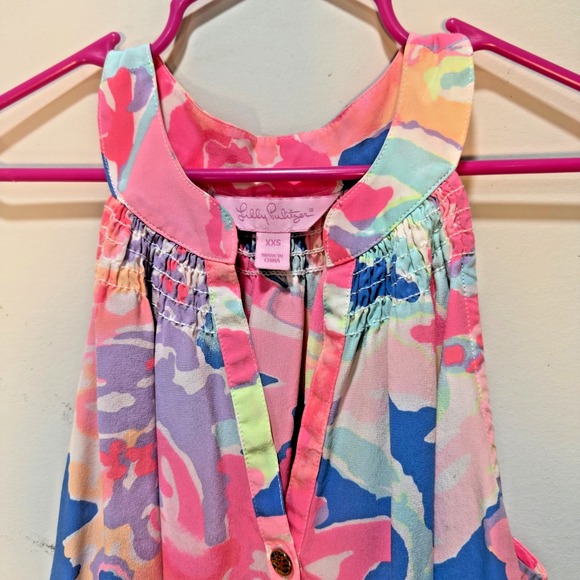 Lilly Pulitzer Women's Bailey Pink Multicolored Sleeveless Silk Blouse XXS - Picture 2 of 5